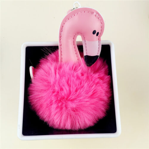 Big Flamingo Pom Pom Pendant Drop Earrings For Women Fluffy Artificial Rabbit Fur Ball Animal Dangle Earrings - Image 5