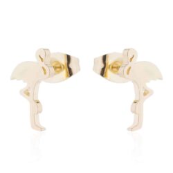 Cute Flamingo  #1 Gold Stud Earrings for Little Girls