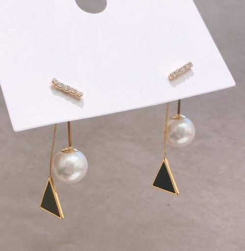 #1 Unique Pendulum Swings | Modern Pearl Designer Earrings | Gold, Black Pearl Earrings - Image 5