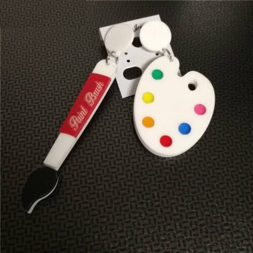 Art Basel Miami Artist Palette and Paint Brush Earrings | Gift for Artist | Earrings for Artist - Image 5