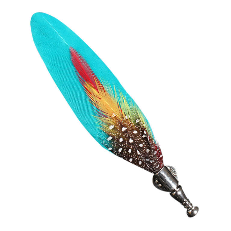 Ladies or Mens Feather Pin For Suits or Hats -Blue