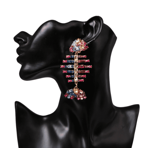 Rainbow Rhinestone Fish Earrings - Image 4