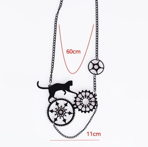 Nine Lives | Funny Cat Necklace, Steampunk Necklace - Image 3