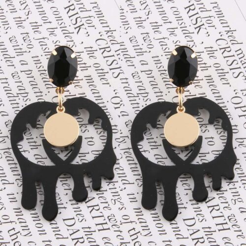 Double "G" #1 Paint Drip Artsy Acrylic Earrings w/ Stone - Image 6