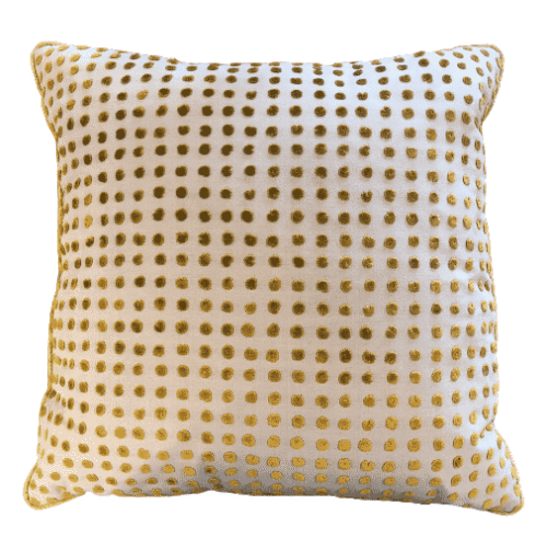 Golden Velvet Dot Pillow With Down Insert