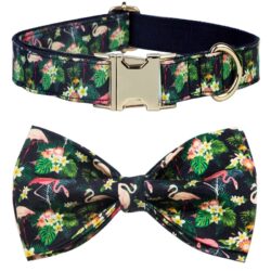 Yacht Bowtie Flamingo Dog Collar For Small Dogs