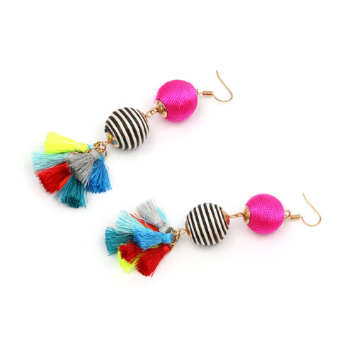 Having a Ball In Miami | Colorful Tiny Tassel Earrings - Image 2