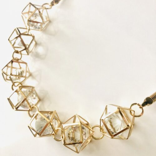 Geometric 3-D Pyramid Necklace With Crystals Inside Geo - Image 2
