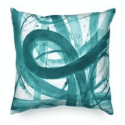 Abstract Teal Blue Green Painting Pillow Cover