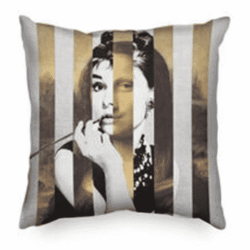 Audrey Hepburn Gold Metallic Stripe Pillow