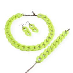 CHUNKY CHAIN ACRYLIC NECKLACE, BRACELET, & EARRING SET