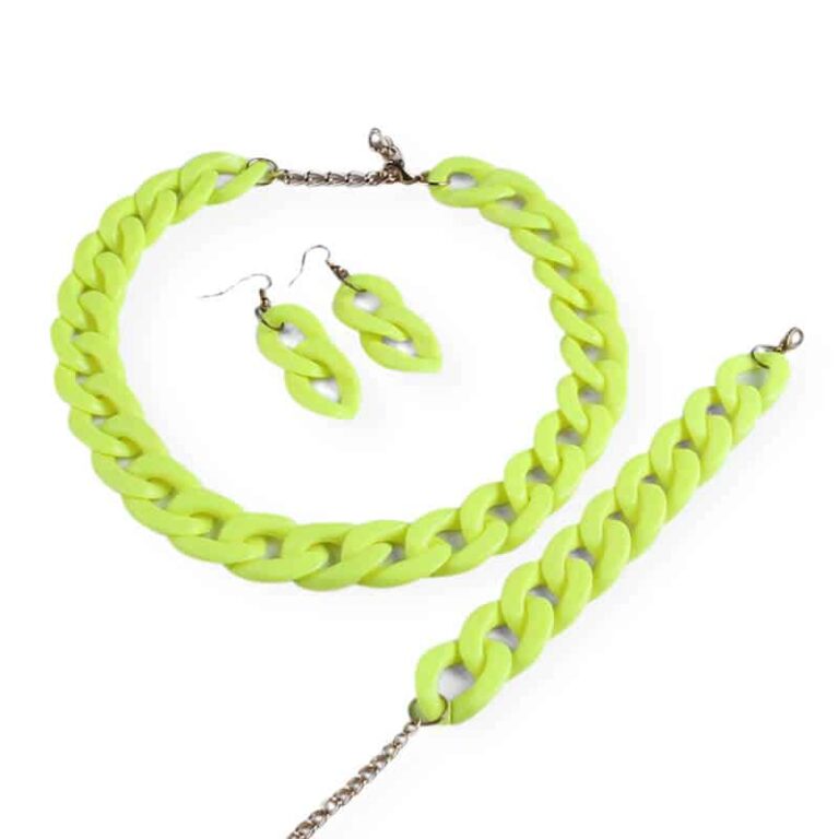 CHUNKY CHAIN ACRYLIC NECKLACE, BRACELET, & EARRING SET
