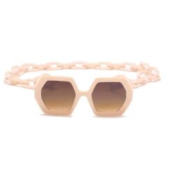 Cream Vintage Style Polygon Chain Sunglasses