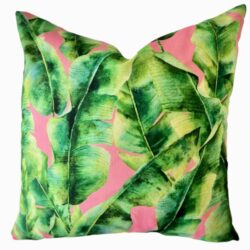 CONTEMPORARY DOMINICAN BANANA LEAVES WITH PINK PILLOW COVER