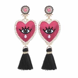 Handmade Eye Teardrop Tassel Earrings