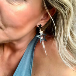 Star Spangled Rockstar Dangle Pentagram Crystal Earrings