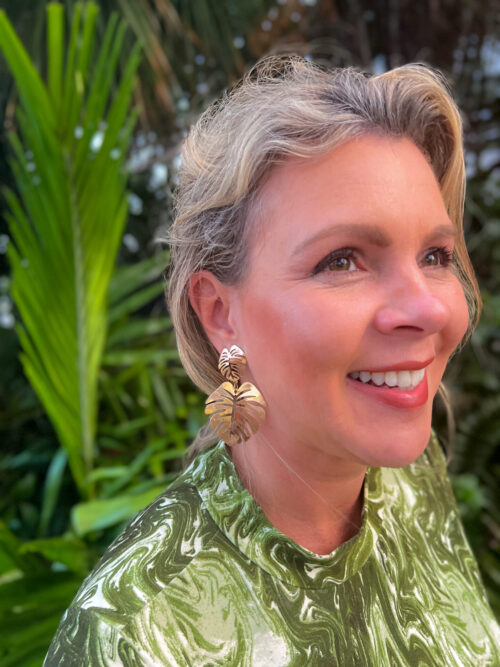 Miami Style Palm Leaf Earrings In Gold, Miami Green or Chrome - Image 2