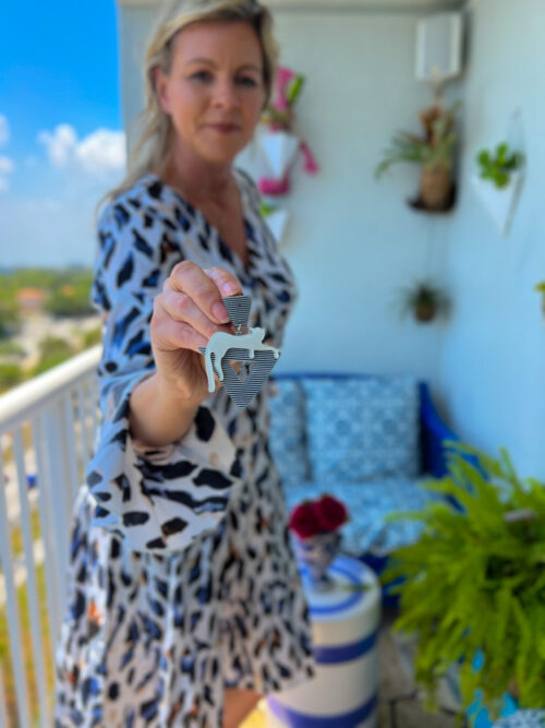 Walk The Straight & Narrow | Acrylic Cat on Stripes Earrings - Image 10
