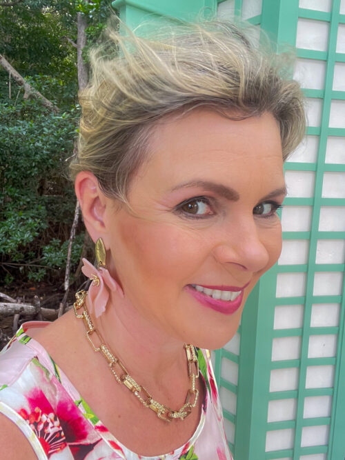 Milan Meets Miami Modern Bowtie Acrylic Earrings - Image 3