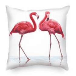 Love Birds Flamingo Bird Linen Feel Pillow Cover