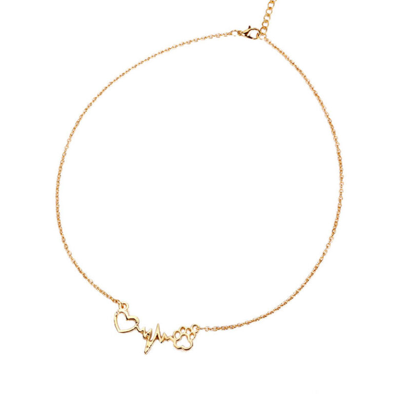 Pets Heartbeat Necklace | Dog, Cat, Animal Lovers Paw Print