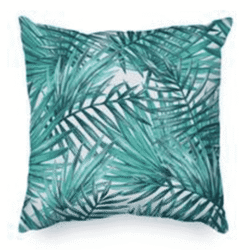South Beach Palm Leaves Gone Teal Wild Pillow