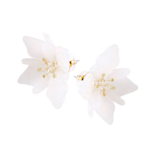 Now I Can See Clearly | Three-dimensional Large White Acrylic Exaggerated Large Flower Earrings