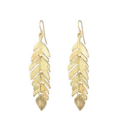 Under Angel Wings, Soar Like An Eagle Gold Feather Earrings