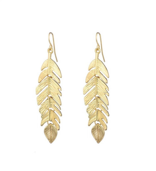 Under Angel Wings, Soar Like An Eagle Gold Feather Earrings