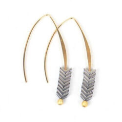 Vintage Arrowhead Spear Long Hook Earrings | Brass Gold
