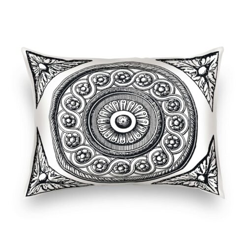 Contemporary Viscaya Circle Medallion Filigree Black & White Pillow Cover - Image 2