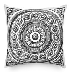 Contemporary Viscaya Circle Medallion Filigree Black & White Pillow Cover