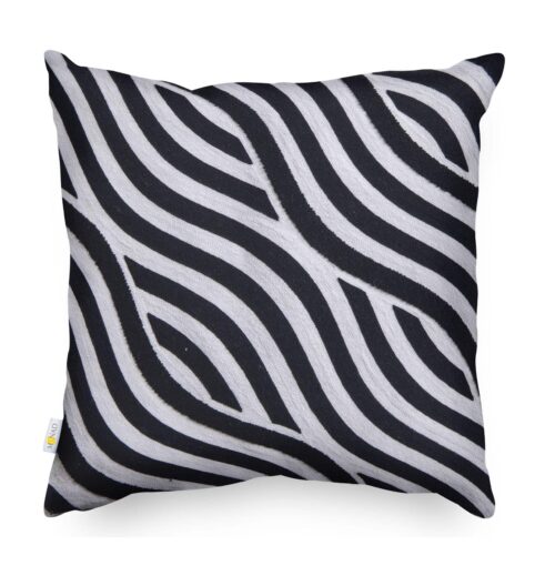 Contemporary Wavy Days Embroidered Geometric Pillow Cover