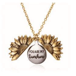 YOU ARE MY SUNSHINE | GOLD LOCKET SUNFLOWER PENDANT NECKLACE