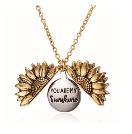 YOU ARE MY SUNSHINE | GOLD LOCKET SUNFLOWER PENDANT NECKLACE