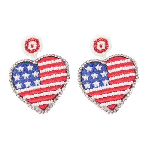 Handmade American Flag Earrings | USA Bead Earrings - Image 4