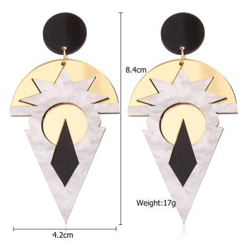 Art Deco Acrylic Earrings | Gold Black and White Earrings | Art Deco Jewelry | Art Deco Earrings - Image 5