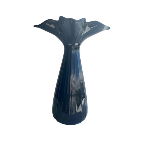 Mid-Century Modern Flared Tall Black Glass Vase - Image 7