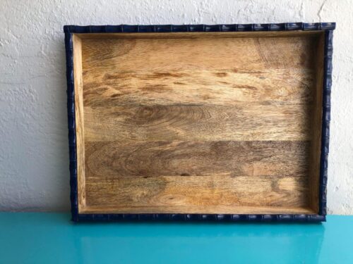 Navy Wood & Acrylic Bamboo Tray - Image 3