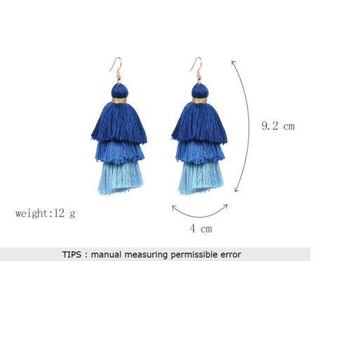 Thick Triple Tassel Earrings | Flamingo or Red White Blue - Image 5