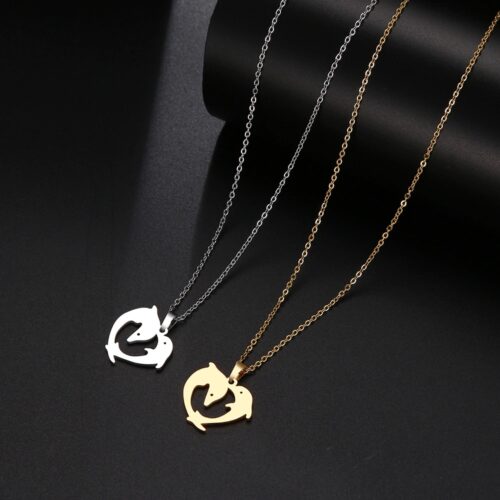 #1 Unique Stainless Steel Dolphin Pendant Necklace | Engagement Jewelry - Image 2