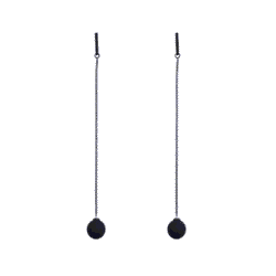 Ball and Chain Earrings | Black Modern Earrings | Black Delicate Earrings