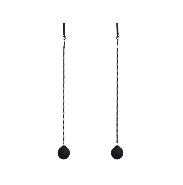 Ball and Chain Earrings | Black Modern Earrings | Black Delicate Earrings