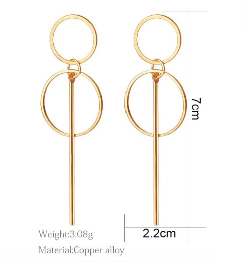Chicago Circle Line Earrings | Art Deco Gold, Silver Earring - Image 4