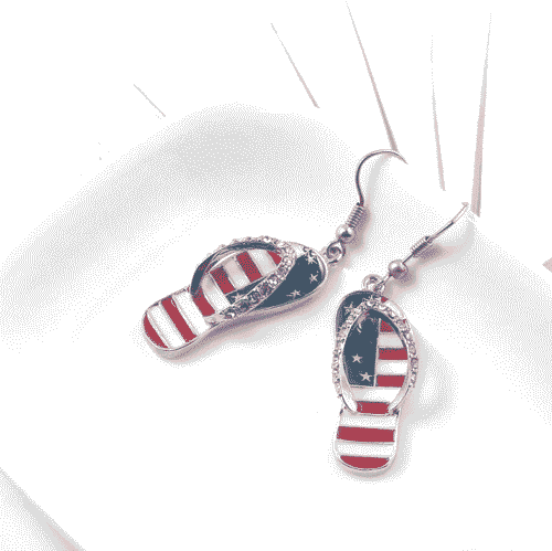Freedom & Flip Flop American Flag Earrings 4th of July Earrings - Image 5
