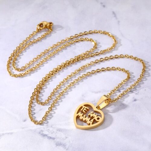 Te Amo Mama (I love you Mama) Open Heart Designer Necklace - Image 2
