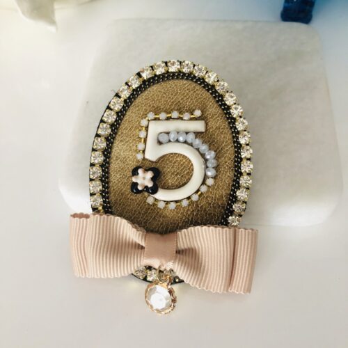 Handmade No. 5 Cameo Brooch Pin, No. 5 Hair Clip - Image 2