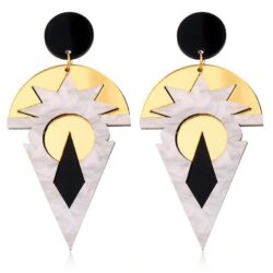 Art Deco Acrylic Earrings | Gold Black and White Earrings | Art Deco Jewelry | Art Deco Earrings