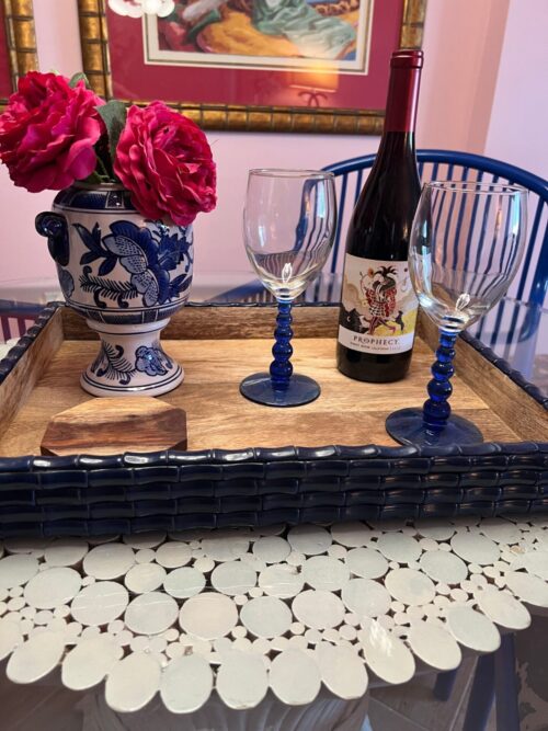 Navy Wood & Acrylic Bamboo Tray - Image 10