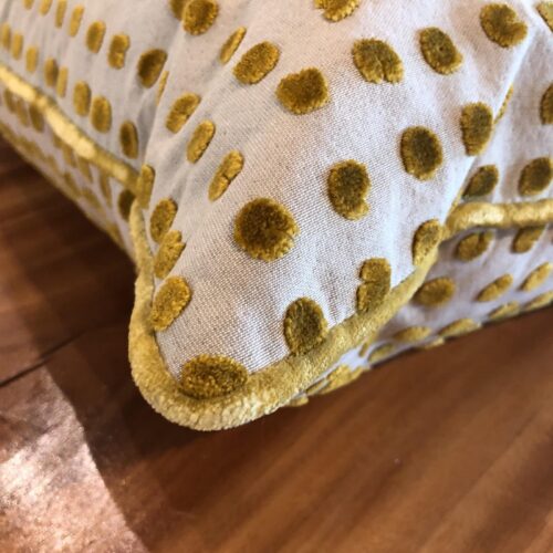 Golden Velvet Dot Pillow With Down Insert - Image 2